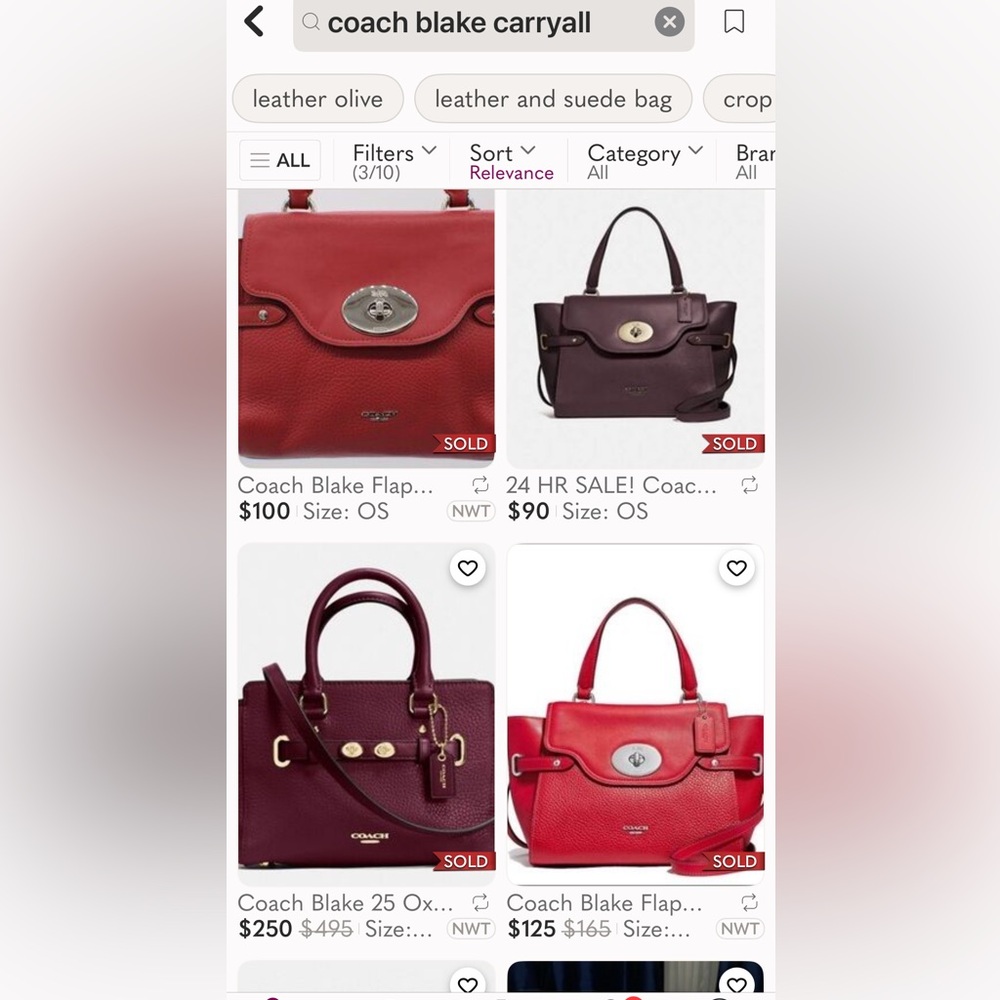Coach F32106 Blake Flap Carryall in Vermillion Red - Picture 11 of 13